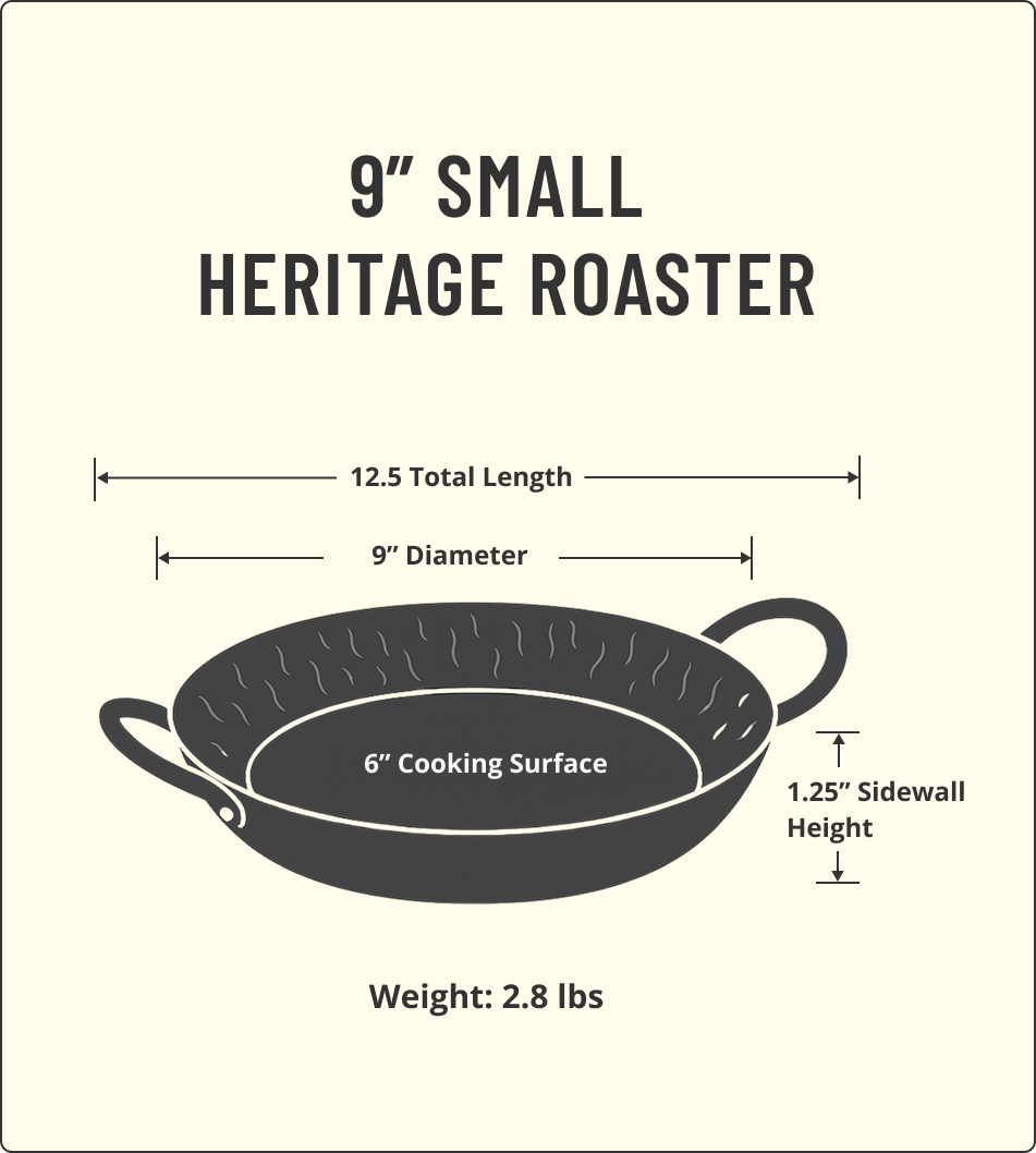 Specifications diagram 9" Heritage Roaster