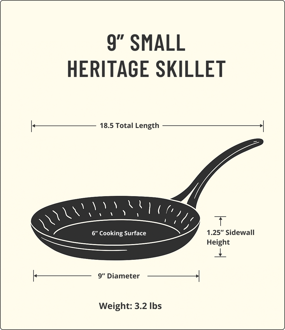 Specifications diagram 9" Heritage Skillet
