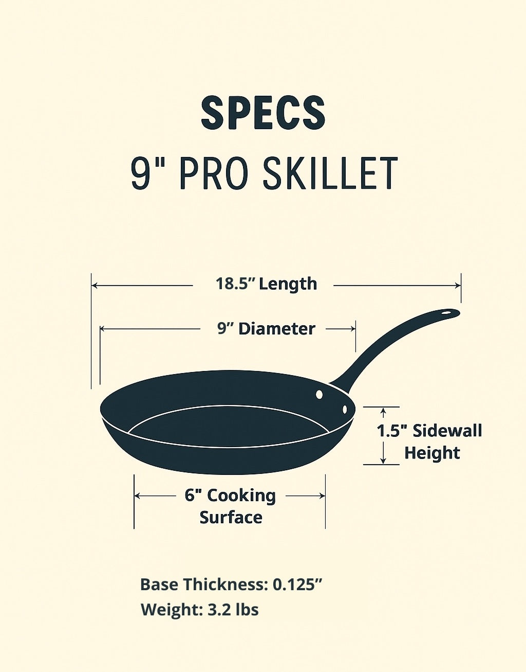 Specifications diagram 9" Roaster
