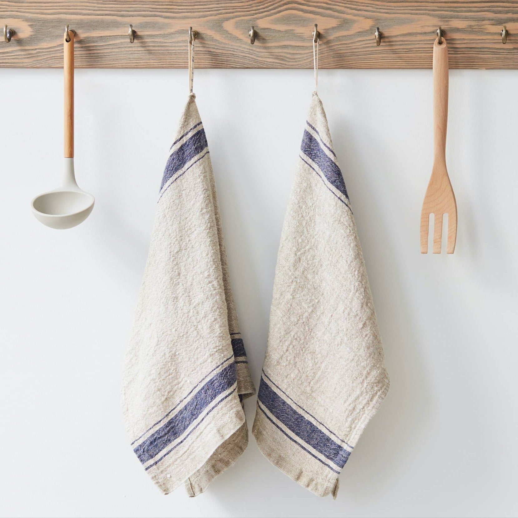 Blue Stripe Vintage Linen Kitchen Towel