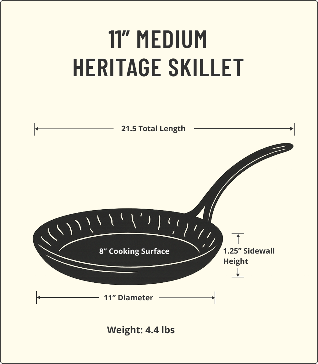 Specifications diagram 11" Heritage Skillet