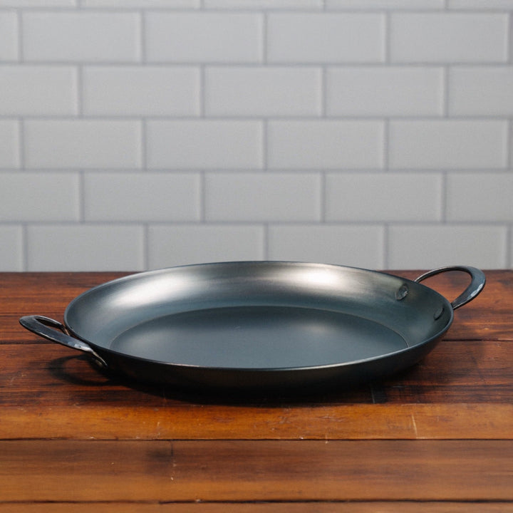 Blanc Creatives hand forged, artisan thirteen inch carbon steel pro roaster pan