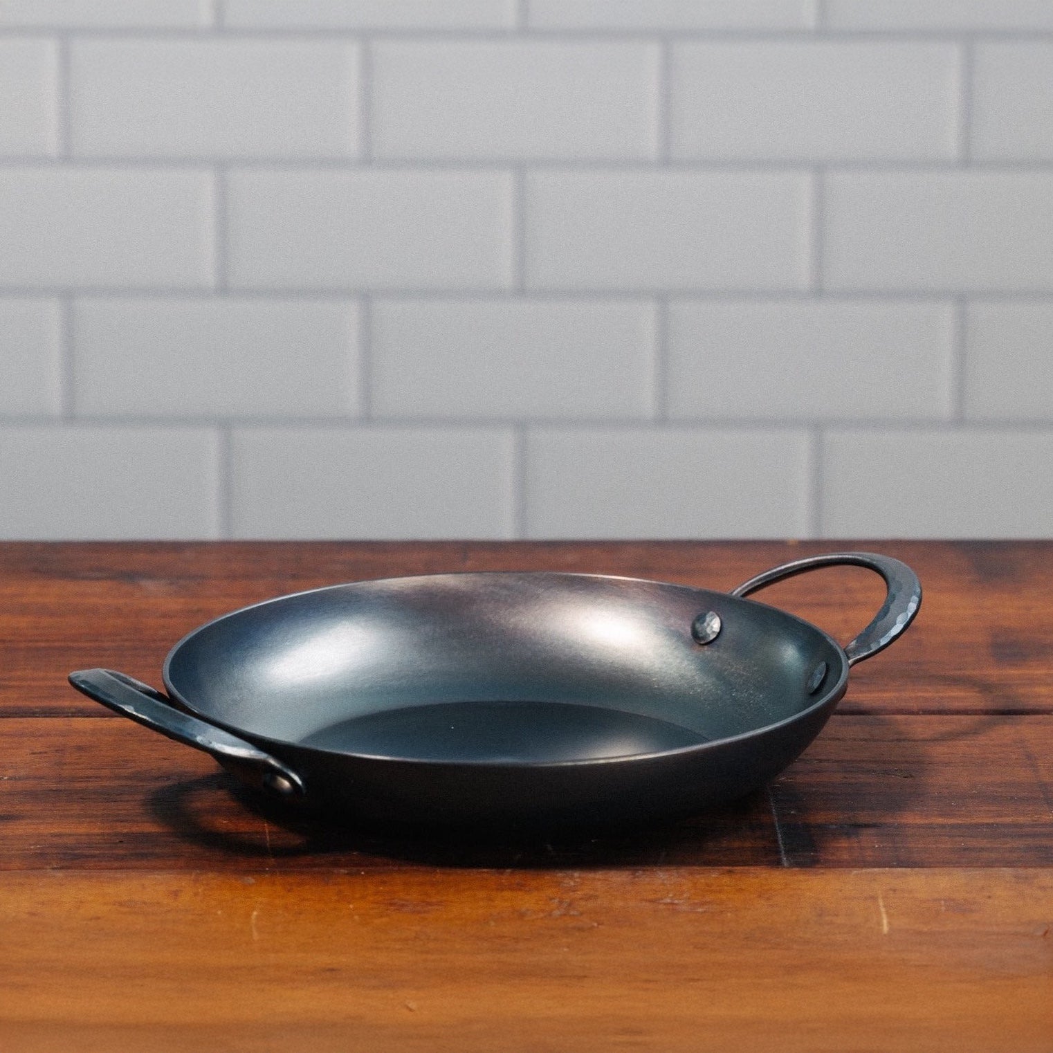 Hand forged, artisan nine inch carbon steel pro roaster pan