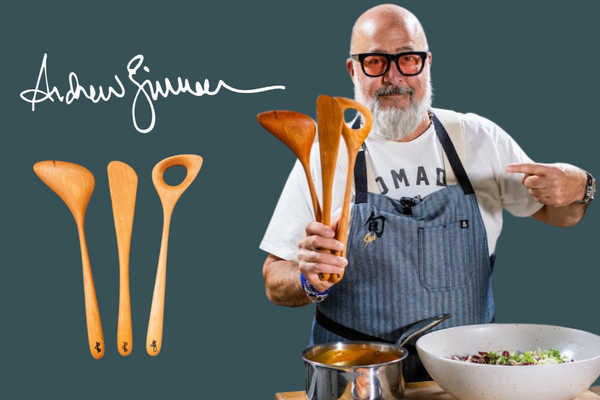 Andrew Zimmern's cherry wood kitchenware