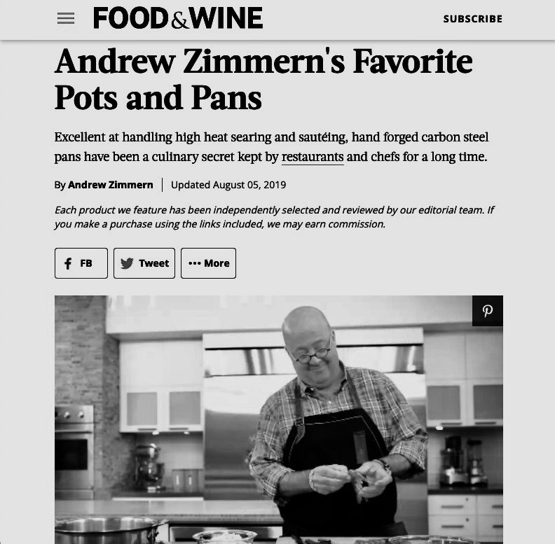 A Food and wine article titled Andrew Zimmern's Favorite Pots and Pans