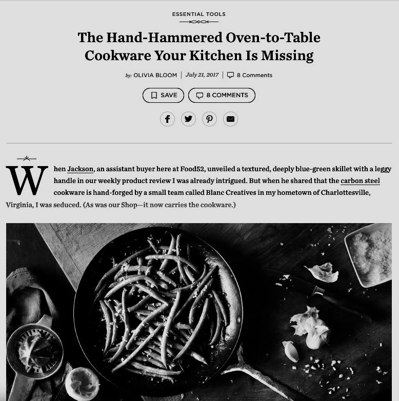 A Food 52 article titled the hand-hammered oven-to-table cookware your kitchen is missing