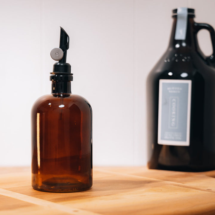 16 oz Apothecary Amber Glass Bottle with Pour Spout