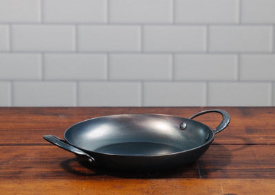 Hand forged, artisan nine inch carbon steel pro roaster pan