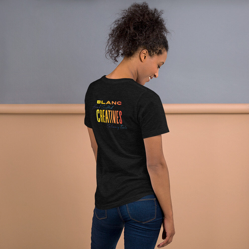 Black Blanc branded T shirt that says Blanc Hand Crafted Creatives Culinary Tools